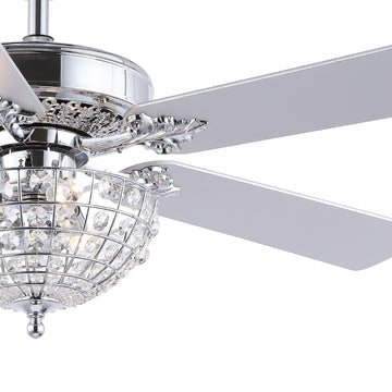 Mandy 52" Glam Classic Crystal Dome Shade LED Ceiling Fan With Remote - JONATHAN Y